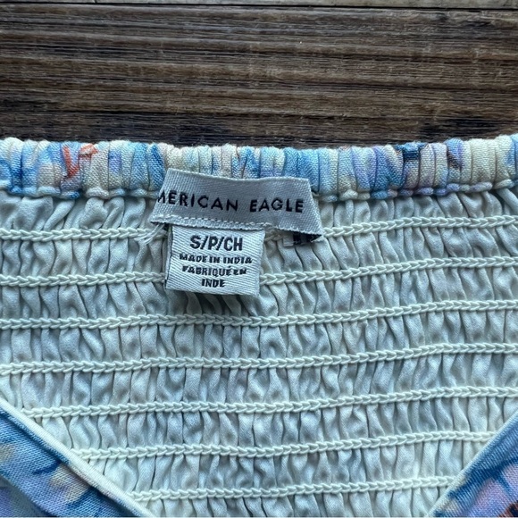 American Eagle Flutter-Sleeve Corset Blouse Floral Print Size Small Cropped - Picture 2 of 7